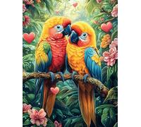 Parrot Couple in Love Garden 1000 Pc DIY Jigsaw Puzzle Puzzles for Adults Teens Hard Challenging Team Building Stress Reducing Autumn High-grade Rigid Cardboard 1000 PCS