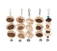 Parrot Cuttlebone Chew Toy with Corn Leaf Nuts, 5PCS Bird Chewing Toys, Bell Included for Hanging Cage - Bite, Mental Health Support, Exercise and Entertainment