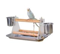 Parrot Desktop Stand - Tripod Play Perch, Feeding Cup Holder, Interactive Training platforms, Comfortable Bird Toys | Perfect Easy Indoor Pet for Parrots Parakeets Entertainment Exercise Fun