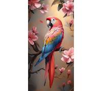 Parrot Diamond Art for Kids, Square Diamond Painting Flowers, Sequin Art for Adults Beginners, 5D DIY Crystal Creations Mosaic Kits, Cross Stitch Embroidery Kits for Home Decor Gifts 70x140cm C5-470