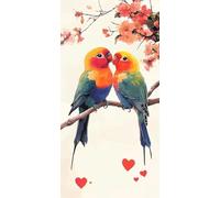 Parrot Diamond Art for Kids, Square Diamond Painting Flowers, Sequin Art for Adults Beginners, 5D DIY Crystal Creations Mosaic Kits, Cross Stitch Embroidery Kits for Home Decor Gifts 50x90cm C5-486