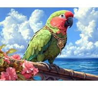 Parrot Diamond Art, Large Diamond Painting Ocean Dimond Painting Crystal Art Kits Adult Crafts DIY Cross Stitch Crafts Pictures Embroidery Kit for Beginner, Home Wall Decor 16x12 Inch -lsy2501097