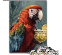 Parrot Drinking A Drink 1000 Pieces Jigsaw Puzzle for Adults& Teens, Decompressing Intellectual Educational Toy Educational Game for Birthday, Chrismas (26x38cm)