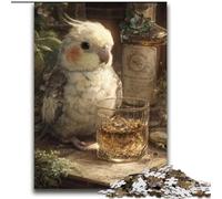 Parrot Drinking A Drink JigsawPuzzle 2000 Pieces for Teenagers, Stress Reliever Staycation Kill Time with Matching Poster And Trivia Sheet (70x100cm)