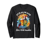 Parrot Drinking Its Beer O'Clock Somewhere Always 5 O Clock Long Sleeve T-Shirt