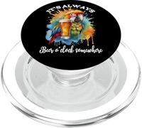 Parrot Drinking Its Beer O'Clock Somewhere Always 5 O Clock PopSockets PopGrip for MagSafe