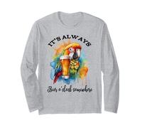 Parrot Drinking Its Beer OClock Somewhere Always 5 O'Clock Long Sleeve T-Shirt