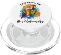 Parrot Drinking Its Beer OClock Somewhere Always 5 O'Clock PopSockets PopGrip for MagSafe