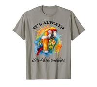 Parrot Drinking Its Beer OClock Somewhere Always 5 O'Clock T-Shirt