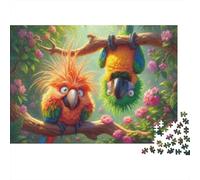 Parrot Duo Jungle Recycled Cardboard 1000 Piece Jigsaw Puzzles Crazy Parrots Classic Educational Games for Families 38x26cm/1000pcs
