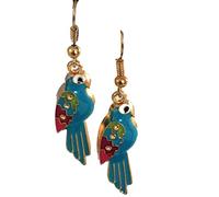 Parrot Earrings - Gold and Green Handmade