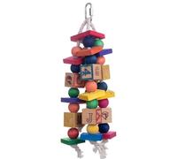 Parrot Essentials ABC Jumble Stacks Hanging Parrot Toy - Colourful Wood & Rope Parrot Toy for Medium & Large Birds