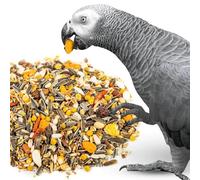 PARROT ESSENTIALS Premium African Grey Parrot Food - 2KG Bag - Parrot Seed Mix - Healthy & Natural Parrot Food for African Grey Parrots With Dried Vegetables