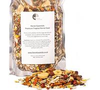 Parrot Essentials Premium Tropical Parrot Food Nut Mix - Nutritious Blend with Fruit & Nut Content for African Grey, Macaw, Cockatoo, Amazon, Conure, Quaker, Training Treats