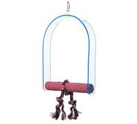 PARROT ESSENTIALS Sanded Nail Arch Swing Perch with Cotton Rope - Medium Parrot Toy Nest Swing for Nail Trimming - Wooden Bird Perch for African Grey, Amazon, Cockatoo - Pet Swing for Birdcage