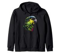 Parrot Face Bird Lover Colorful Portrait Motif Illustration Zip Hoodie
