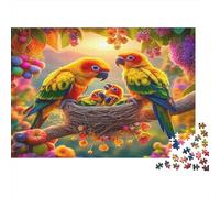 Parrot Family Jigsaw Puzzle Nesting Love 1000 Pieces Recycled Paper Adults Jigsaws Hard Difficult Challenge Hands-on Skills Home Decoration Gift 70x50cm/1000pcs