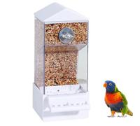 Parrot Feeder - ABS Acrylic 8.5x7.5x21cm | Automatic Bird Feeder, Transparent External Cage, Splash Proof Food Container for Canary, Perr