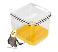 Parrot Feeder - Clear Bird Food Dispenser, No Feeding System for Pet Birds, Durable Seed Holder with Anti Scatter Design, Cage Mounted Feeder for Conure Cockatiel Parakeet Canary Finch Lovebird