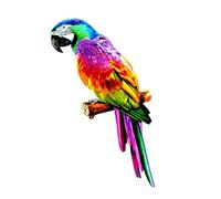 Parrot Figurine Decorative Feathered Bird Animal Model Wall Art with Artful Feather Structure for Garden Balcony Outdoor, style A