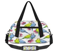 Parrot Flower Kids Overnight Duffle Bags for Girls Boys, Tropic Bird Pattern Lightweight Sports Gym Bag for Kids,Small Overnight Weekender Carry on Travel Bags Dance Bag, Parrot Flower, 18.5L x 7.8W x