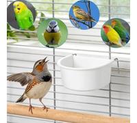 Parrot Food Bowl Hanging Pet Bowls Set with Firm Clamp - Plastic Feeding Station for Parakeets Cockatiels White 4 Pack(4-piece pack)