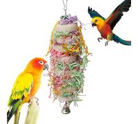 Parrot Foraging Chew Tøy - Wooden Paper Shred Bird Toy with Hook | Birď Chewing Toý Biting Training, Mental Enrichment, Cage Activity | Small Medium Birds Parakeet Lovebird Cockatiel