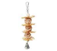 Parrot Foraging Toy - Natural Grass Wood Shredding Bird Toy, Small Parakeet Boredom Relief, Colorful Cockatiel Cage Accessory | Hanging Chew With Durable Metal Hook additional tools require