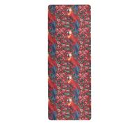 Parrot French Art Valentines portable yoga mat for floor printed, non slip, hot yoga towel non slip with bags tapete para ejercicio 71x26 inches