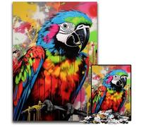 Parrot Graffiti Painting Jigsaw Puzzles for Adults 1000 Piece Wooden Puzzles Perfect for Teenagers & Collectors, Ideal Home Decor & Travel Gift 50x75CM/19.68x29.52inch