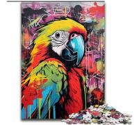 Parrot Graffiti Painting Jigsaws 1000 Pieces for Adults cardboard Jigsaw Puzzles for Adults Ideal for Family Fun, Relaxation 26x38cm