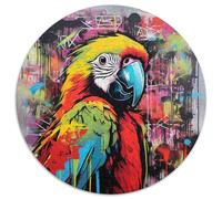Parrot Graffiti Painting Paper Jigsaw Puzzles 1000-Piece Jigsaw Puzzle for Family And Friends,Suitable for Ages 14+ 67.5x67.5cm
