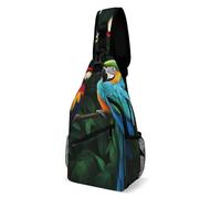 Parrot Green Painting Unisex Daypack Adjustable Strap Sling Bag Small Crossbody Backpack For Camping Daily Use Business
