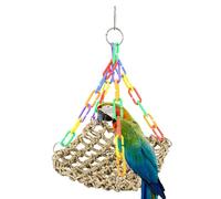Parrot Hammock Swing, Hammock Swing for Birds, Weaving Rope Swing Mat, Birds Cage Accessories, Colourful Chew Toy, Climbing on Hammock Wall for Shot - Conure - Cockatiel