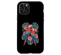 Parrot Hibiscus Leaves Tropical Flora Birds Macaw Case for iPhone 11 Pro