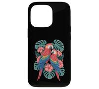 Parrot Hibiscus Leaves Tropical Flora Birds Macaw Case for iPhone 13 Pro