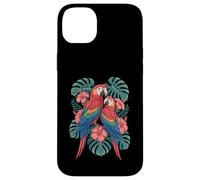 Parrot Hibiscus Leaves Tropical Flora Birds Macaw Case for iPhone 14 Plus