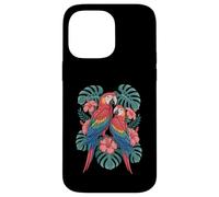 Parrot Hibiscus Leaves Tropical Flora Birds Macaw Case for iPhone 14 Pro Max