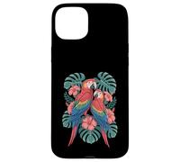 Parrot Hibiscus Leaves Tropical Flora Birds Macaw Case for iPhone 15 Plus