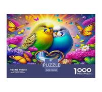 Parrot Impossible Hard Difficult 1000 Pieces Adult Jigsaws - Parrot Pair Waterfall Butterflies Dreamy Colorful Educational Game Decompression for Gifts70x50cm/1000pcs