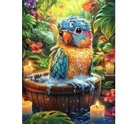 Parrot in A Bubble Bath with Candles 300 Piece Jigsaw Puzzle for Adults Teens Wildlife Pet Post Work Wind Down Mind Calming Whimsical Design for Friends 300 PCS