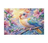 Parrot in Bloom with Water Droplets 1000 Pieces Jigsaw Puzzles For Men Educational Decompression Adults Anxiety Memory Care Mothers Valentines Gift Eco Friendly Material 1000 PCS