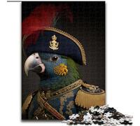 Parrot in Military Uniform Adult Jigsaw Puzzles 1000 Pieces Jigsaw Puzzles Family Activity, Brain Teaser, Home Decor, size 38x26cm