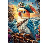 Parrot in Pirate Hat 500 Pc DIY Jigsaw Puzzle Mitos Animal Planta Puzzles for Adults Teens Hard Challenging Team Building Stress Reducing Autumn High-grade Rigid Cardboard 500 PCS