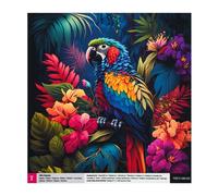 Parrot in The Jungle - Velvet Panel - Fabric for a Pillowcase/Furniture Upholstery - 48x48 cm