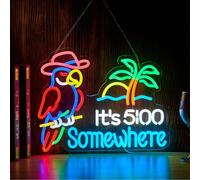 Parrot Its 5 00 O'clock Some Where Neon Sign for Wall Decor USB Powered Five Oclock Dimmable Bar Beer LED Light Man Cave