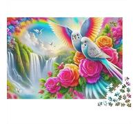 Parrot Jigsaw Puzzle Vibrant Floral Feathers 1000 Piece Recycled Cardboard Rainy Day Quiet Time Hobby for Adults Teenagers Enthusiasts Beginners Puzzlers 38x26cm/1000pcs
