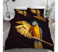 Parrot Junior/Cot Size Duvet Cover Sets, Yellow Microfiber Bedding Sets King Size Ultrasoft Hypoallergenic Quilt Cover With Zipper Closure and 2 Pillowcases 40x60cm