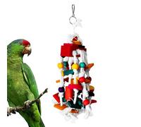 Parrot Knot Toy - Colorful Wooden Block Bird Toy with Rope | Chewing and Tearing Cage Accessory for Cockatiels, Conures Quakers, Bird Toy for Cage Entertainment, Beak Exercise Climbing Fun