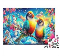 Parrot Love 1000 Piece Cardboard Jigsaw Puzzles Adult Two Colorful Parrots Stress Relief Problem Solving Eco-Friendly Premium Quality Cognitive Development Indoor Solo Activity 38x26cm/1000pcs